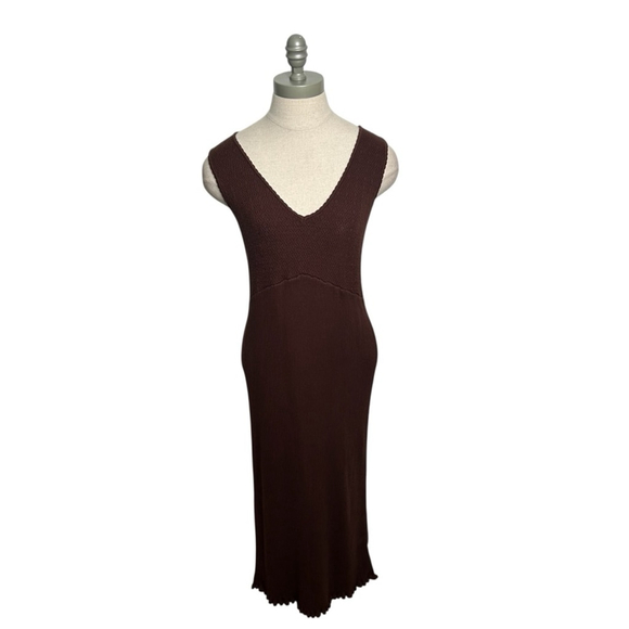 House of Harlow 1960 Chocolate Brown Ribbed Knit Sweater Midi Dress Size Large - Picture 2 of 10